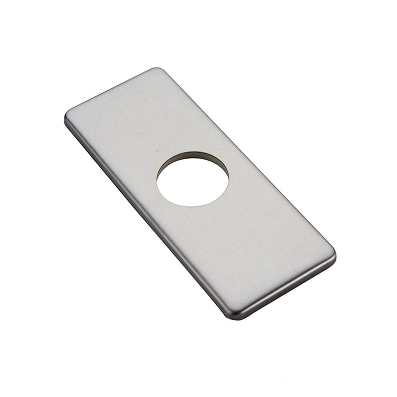 BWE 6â€ Faucet Cover Escutcheon Brushed Nickel Stainless Steel Deck Plate for Bathroom Sink 1 Hole or 4 Inch 3 Holes Centerset Sink Modern Rectangular Vanity Basin Sink Hole Cover Cap - Image 1